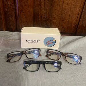 Gaoye Designers Milan 3 Pairs +2.0 Power Blue Light Filter Glasses, new in box